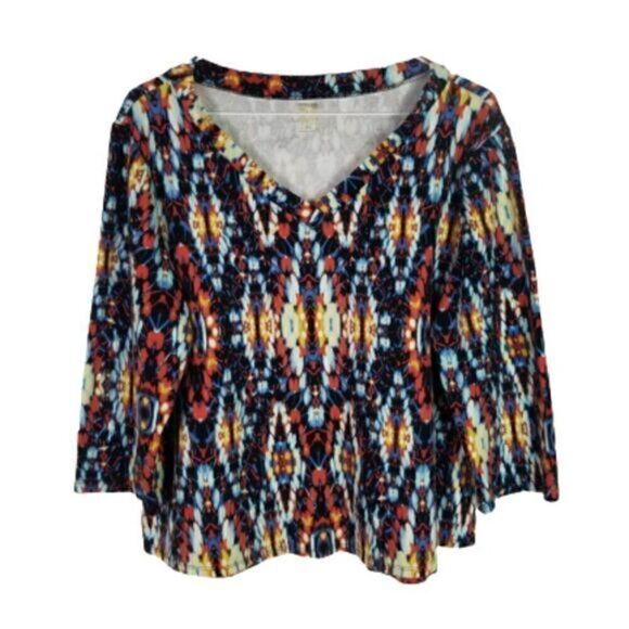 Anne Klein Sport Stretchy Printed Activewear Top - Picture 1 of 5